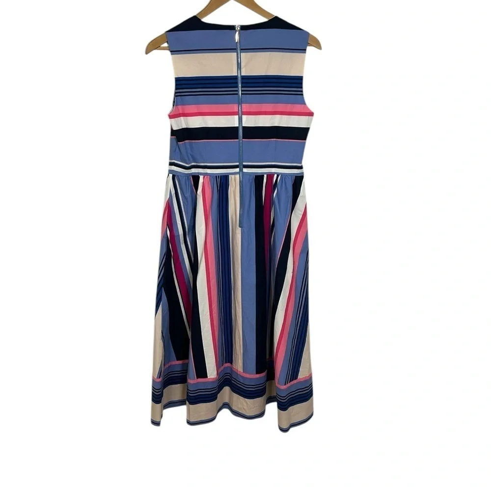 Kate Spade Iconic Colorful Berber Fit & Flare Striped Exposed Zipper Dress Sz 4